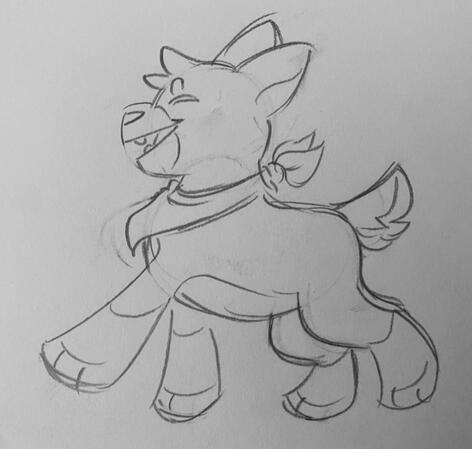 a chibi drawing of a feral-style furry